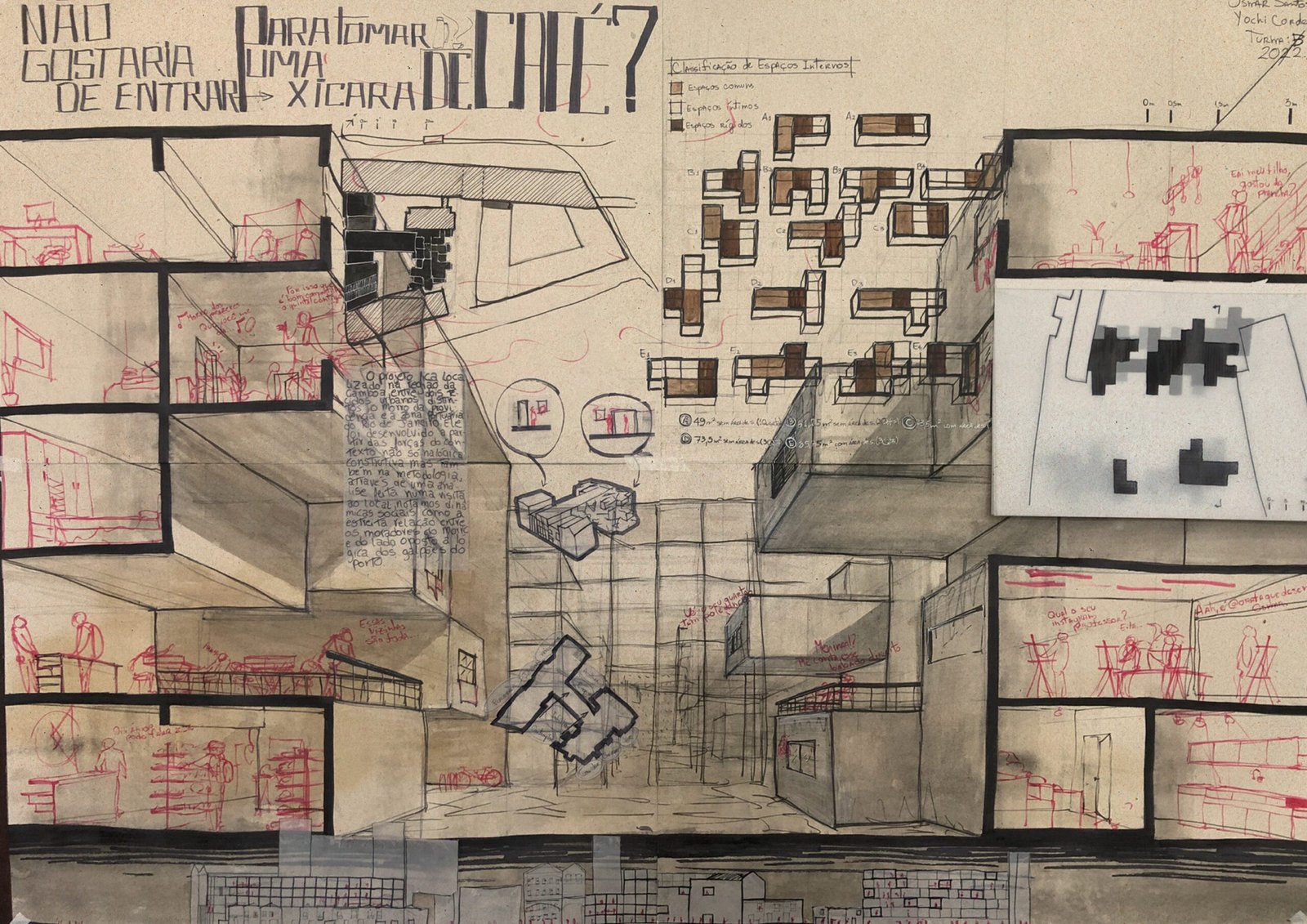 Technical graphic board design combining modular layout grids and text blocks, by Osmar