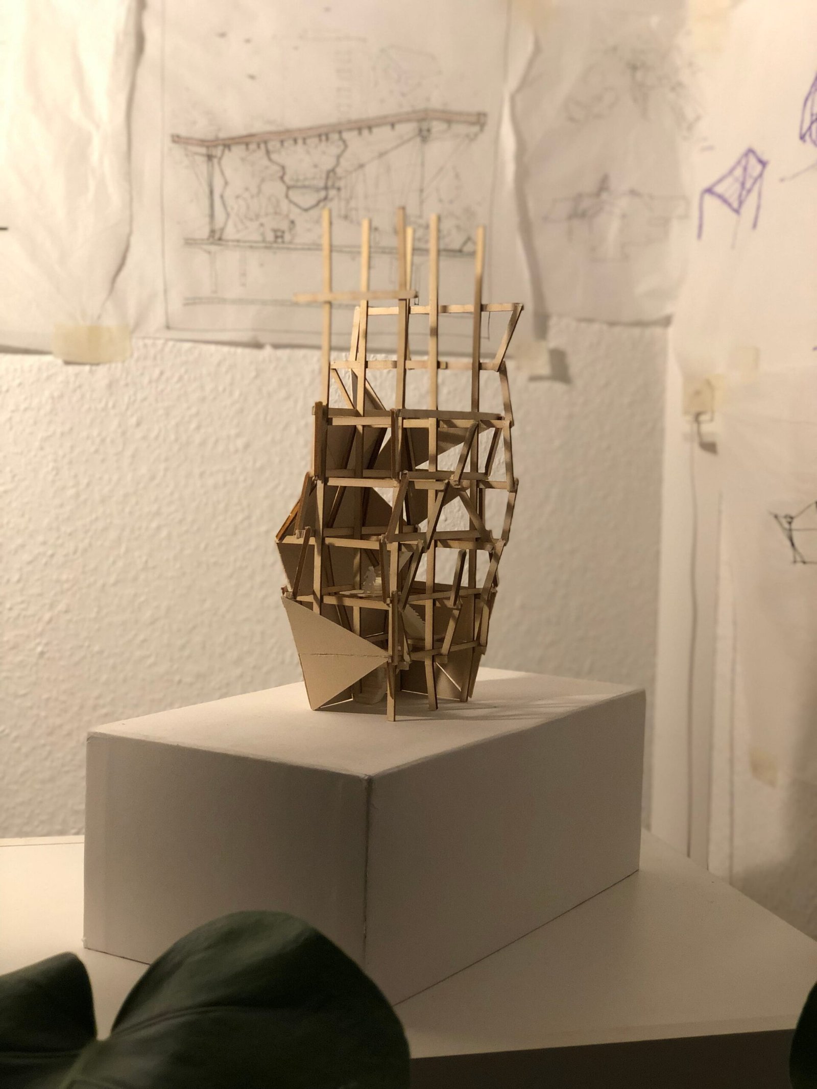 Wooden tower model close scaled
